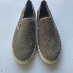 OluKai Women's Textured Brown Slip-On Flats